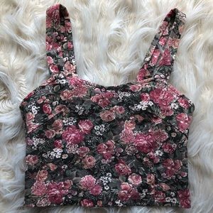 Brandy Melville floral zip back crop top